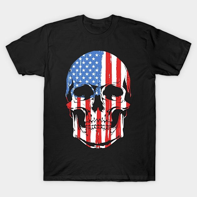 American Flag Skull Graphic T-Shirt by adik